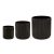 Amazon Basics Redondo Macetas de cerámica, varios tamaños, estriada, Paquete de 3, 15.2, 20.3, y 25.4 cm, negro